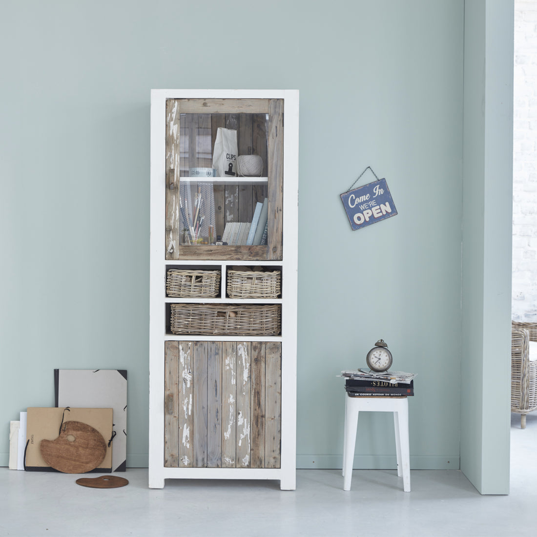 ATLANTIC - Vajillero de madera maciza reciclada 70 cm