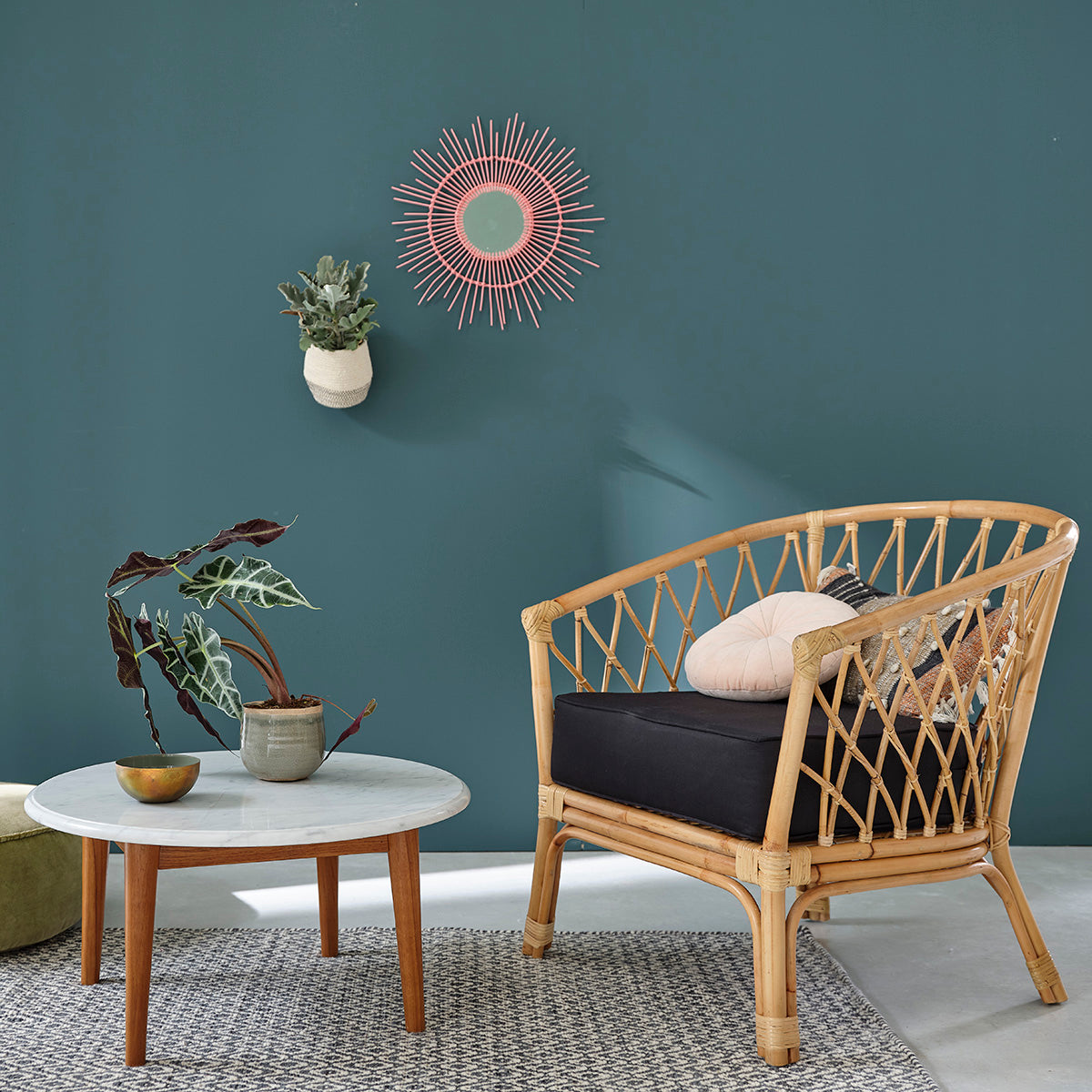 PAOLA - Sillón de ratán, cojín incluido