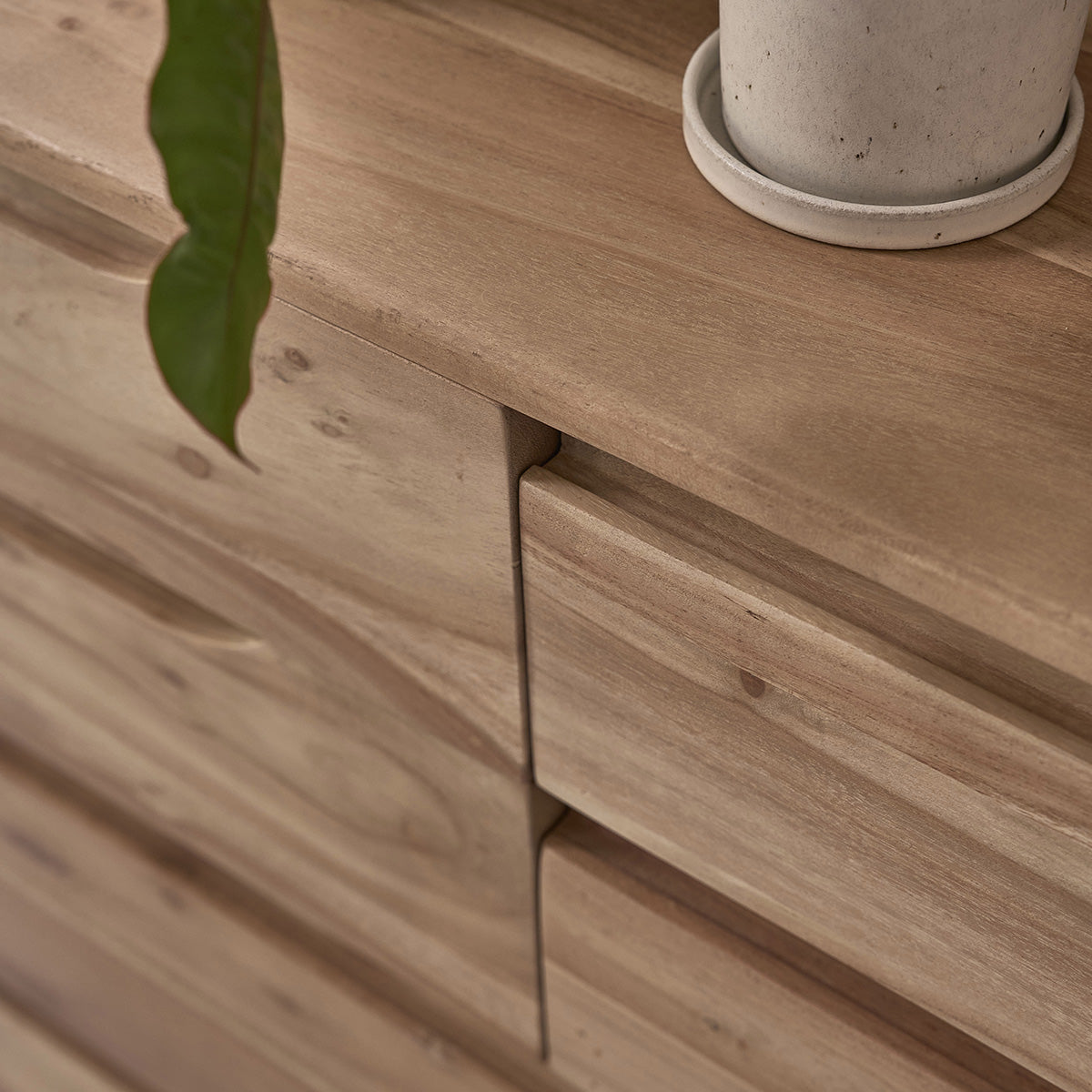 SAMSO - Cómoda de madera maciza de acacia de 80 cm
