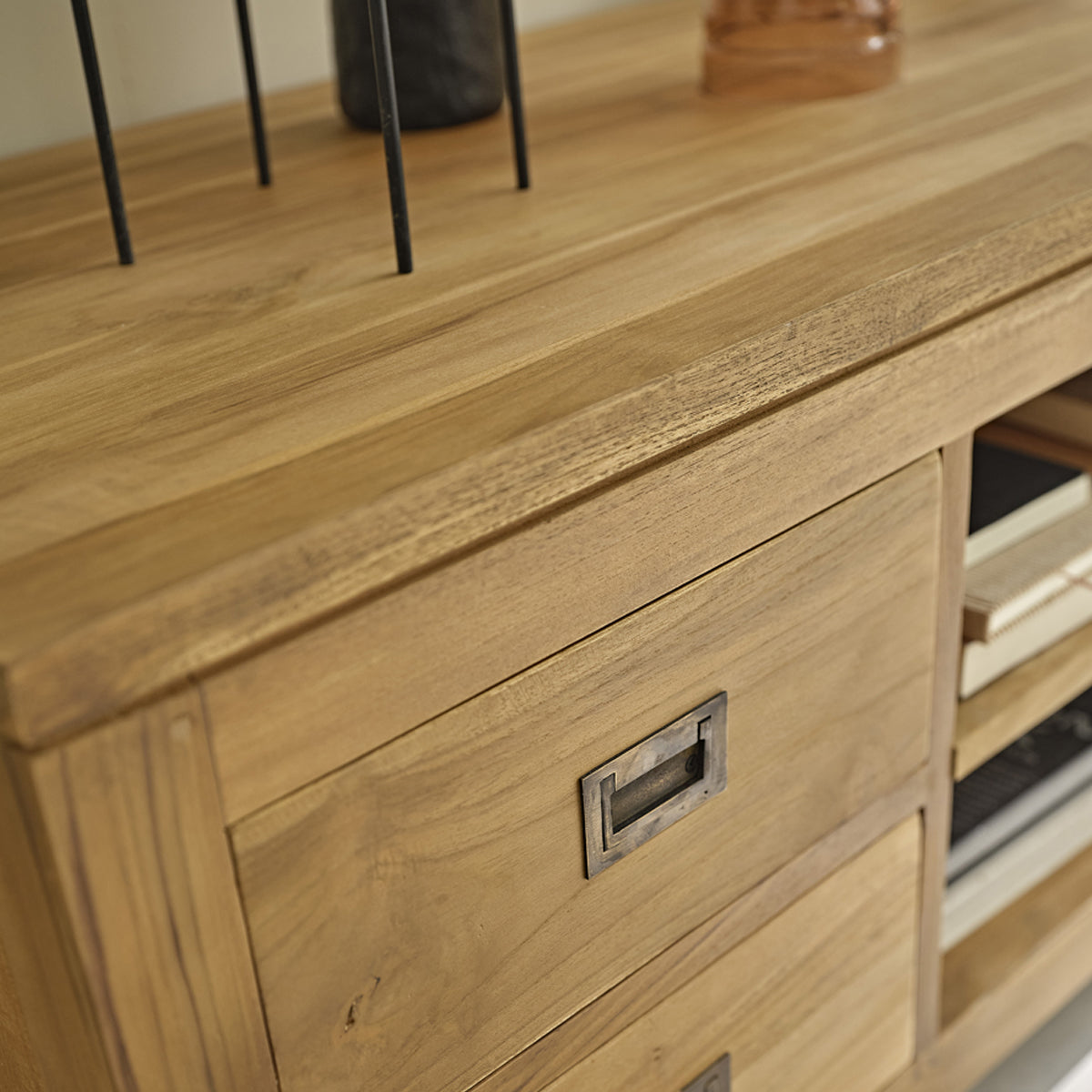 BOSTON - Mueble de TV de teca maciza de 120 cm