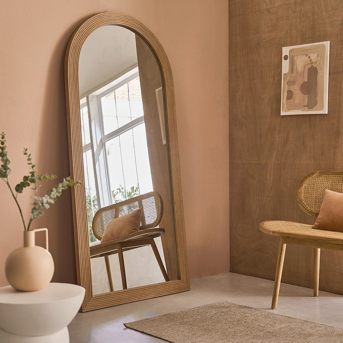 LEON - Espejo de ratán de 190x91 cm