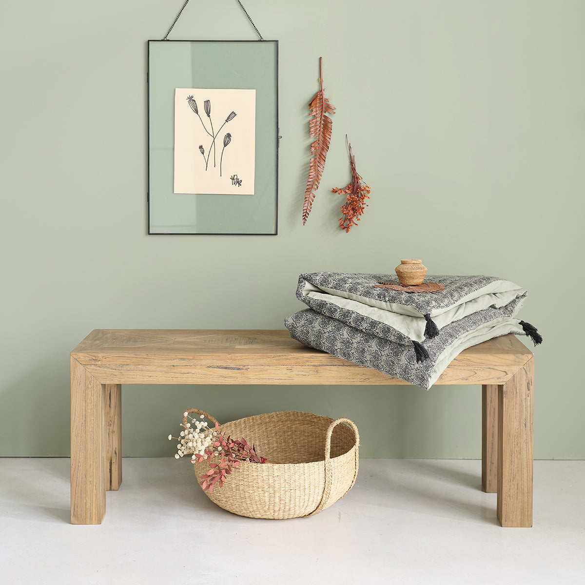 CARGO - Banco de teca maciza reciclada de 120 cm