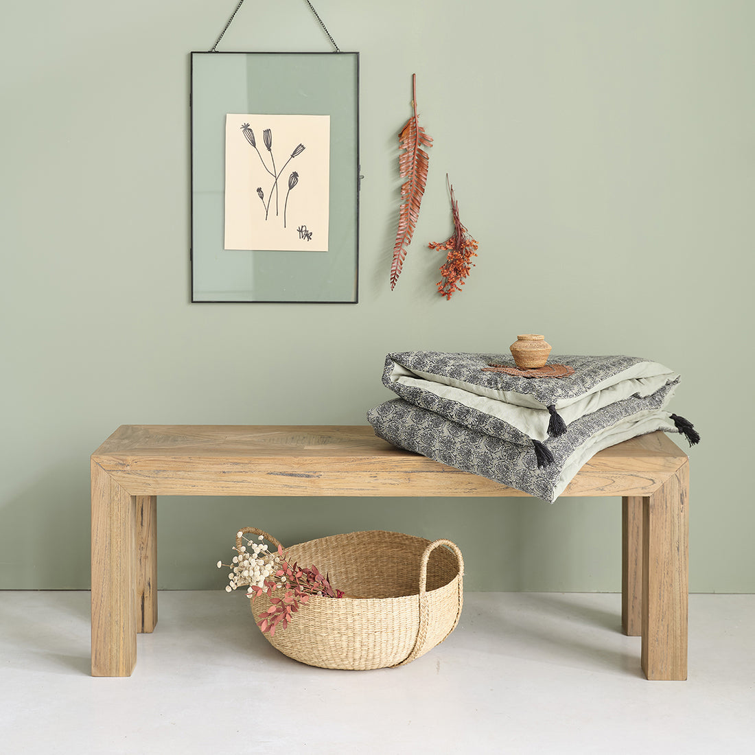 CARGO - Banco de teca maciza reciclada de 120 cm