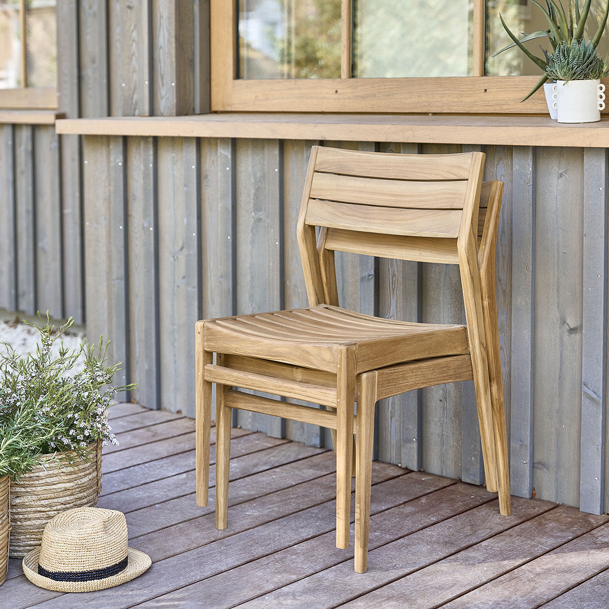 APRIL - Silla de exterior de teca maciza (juego de 2)