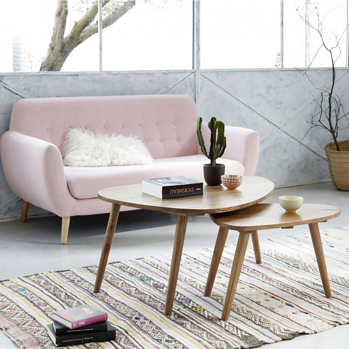 ODDA - Mesa de centro de mindi macizo 100 cm