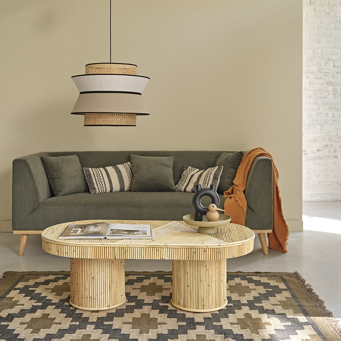 ALMA - Mesa de centro de caña de ratán 120 cm