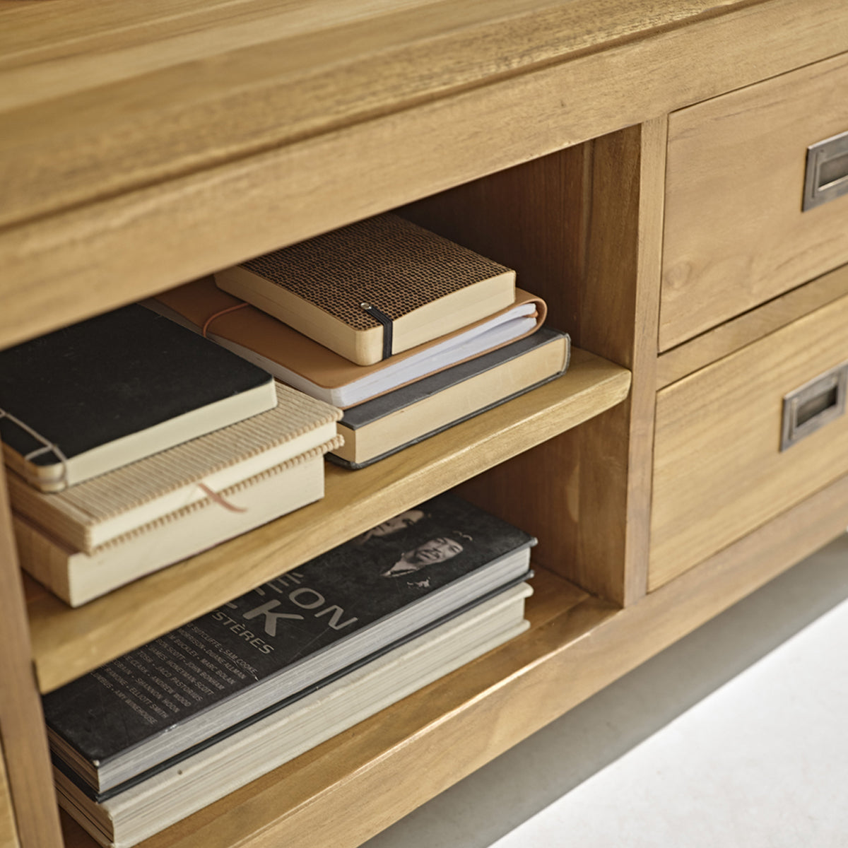 BOSTON - Mueble de TV de teca maciza de 120 cm