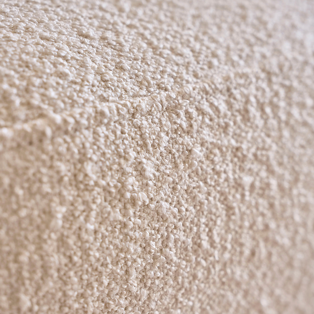 ONDINE - Sofá recto de 3 plazas de madera maciza y tejido bouclette blanco