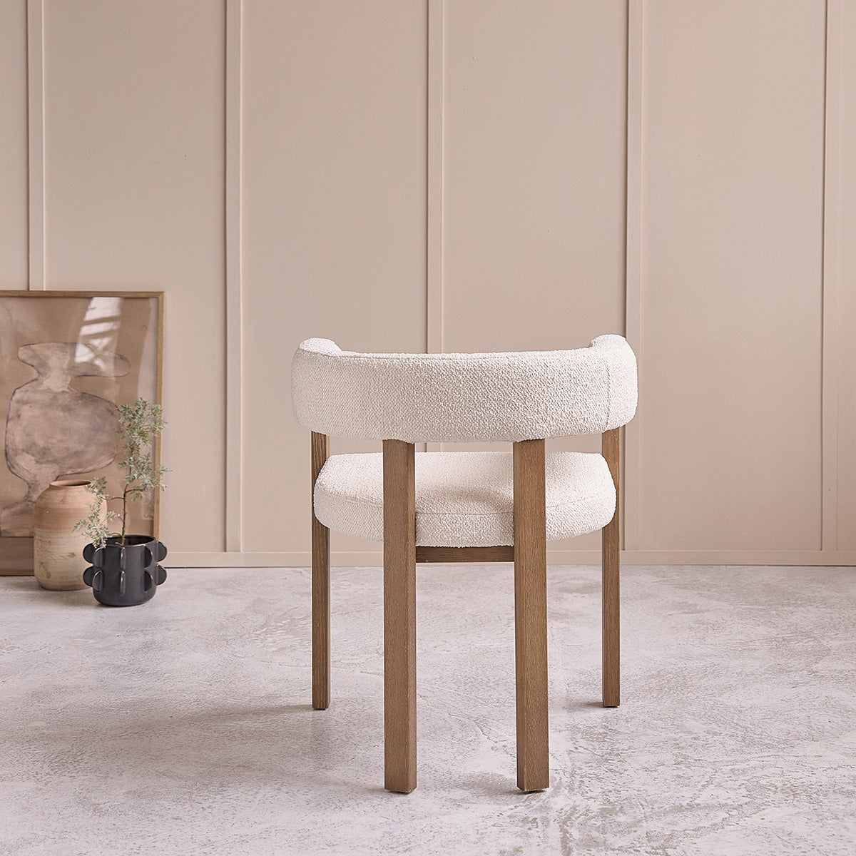 CLÉA - Silla de roble y tejido bouclette