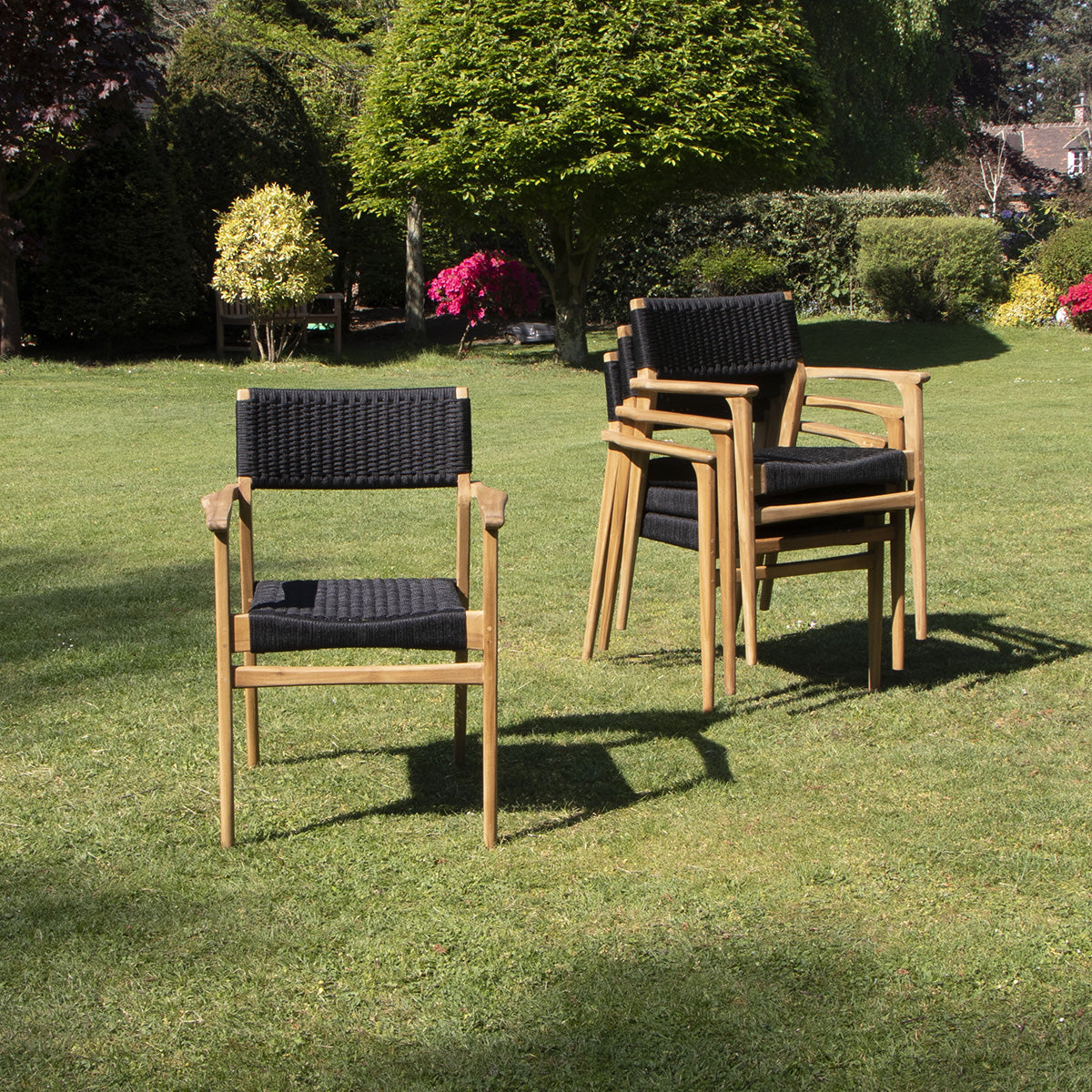 ESTHER - Salón de exterior de teca maciza y cuerda para 8 pers.