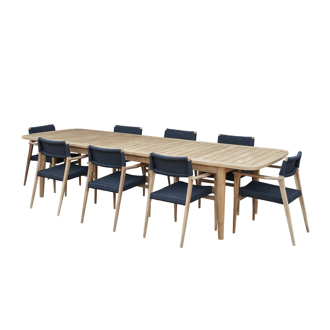 ESTHER - Salón de exterior extensible de teca reciclada negra de 8/10 plazas ESTHER
