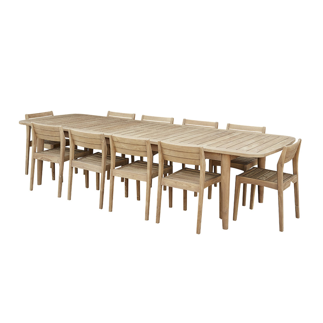 HORTENSE - Salón de exterior extensible de teca reciclada para 10/12 pers. HORTENSE