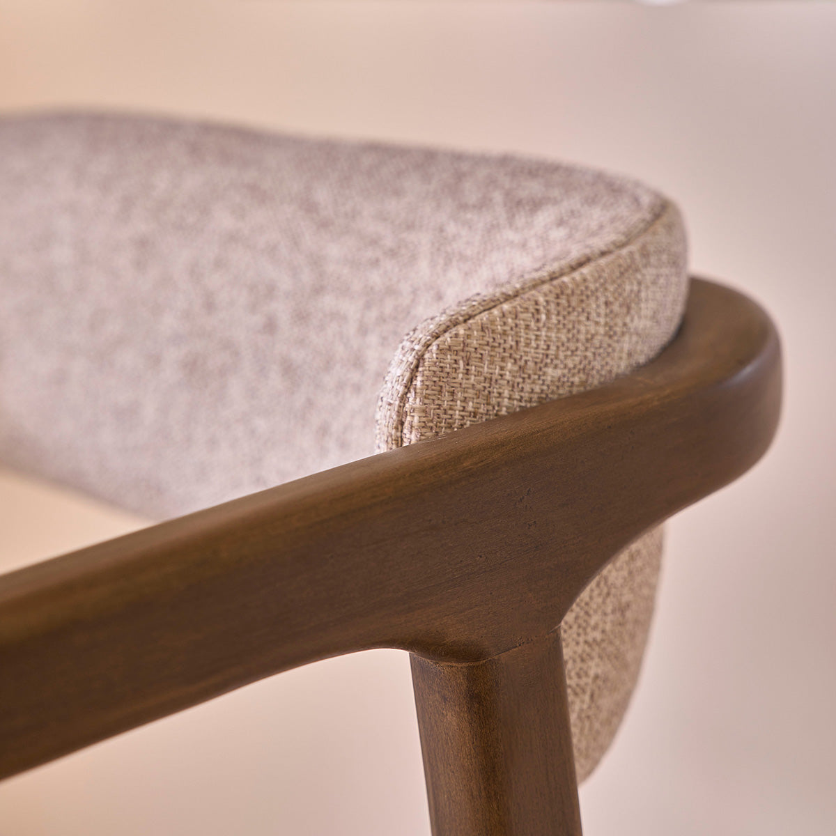 ÉLOI - Silla de madera maciza y tejido con textura beige chiné