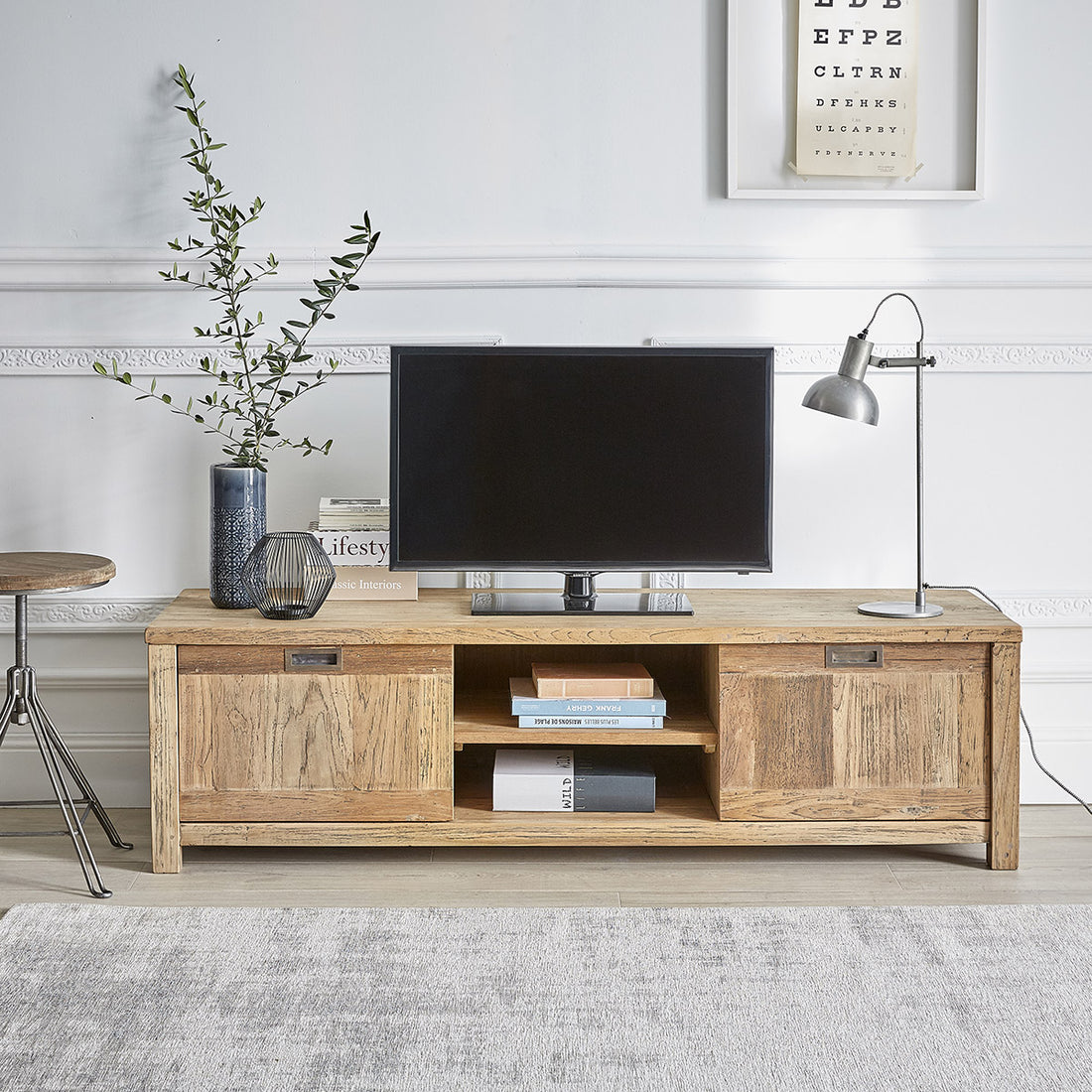 CARGO - Mueble de TV de teca maciza reciclada de 160 cm CARGO
