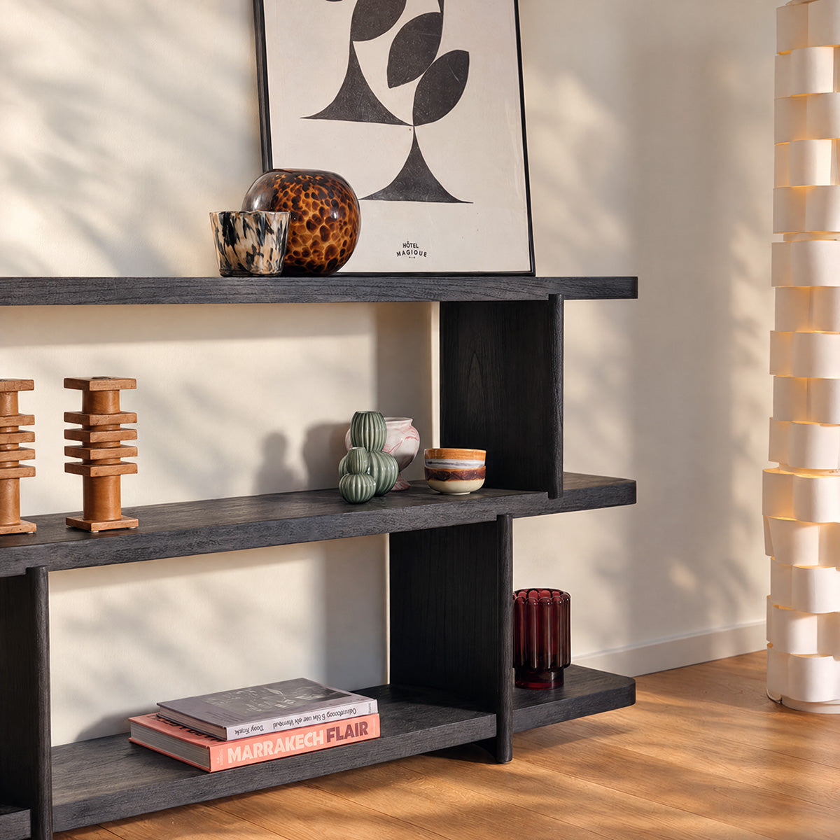 OTTO - Estantería baja de madera maciza de mindi, 160 cm de largo