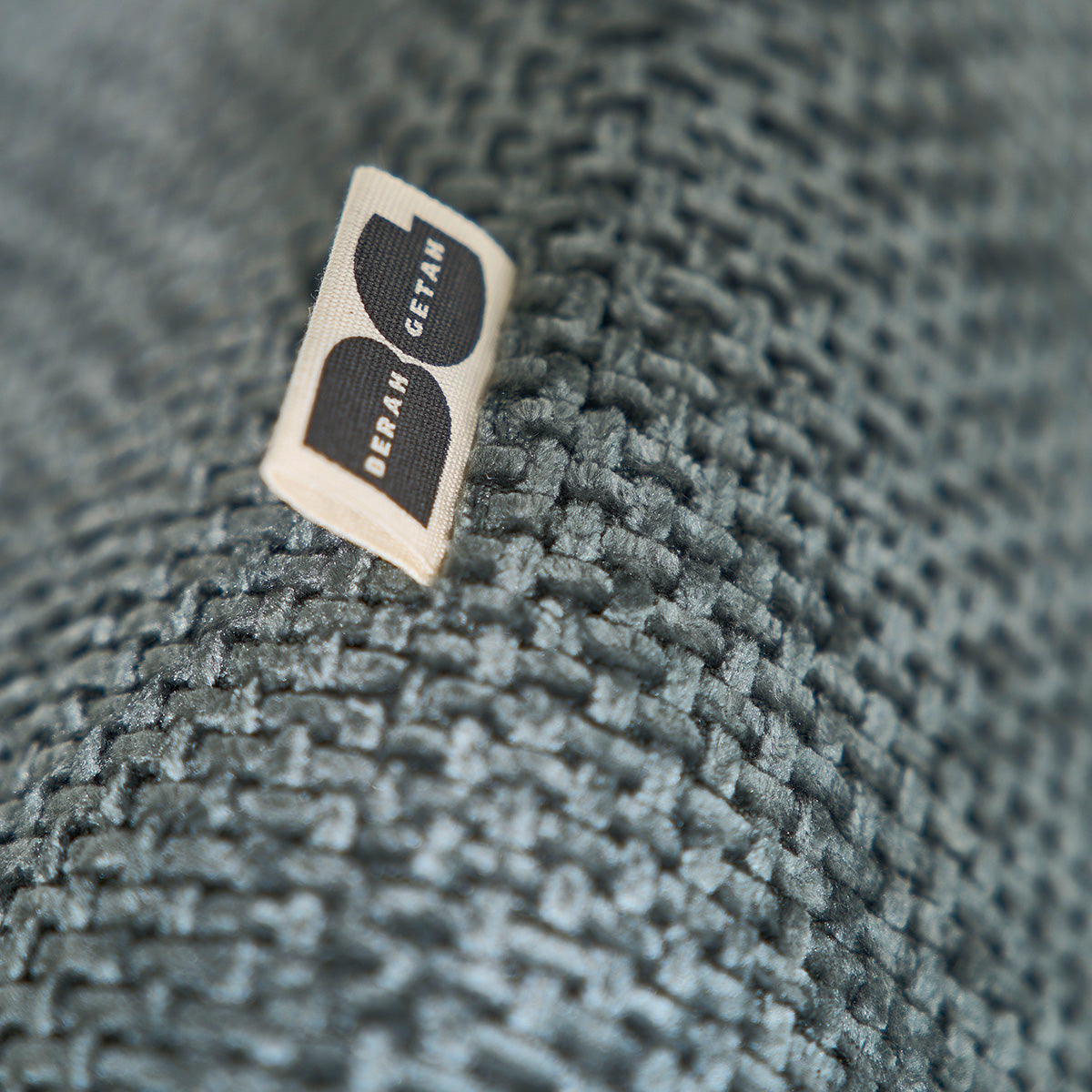 ALPHONSE - Sofá recto de 4 plazas en terciopelo trenzado verde grisáceo