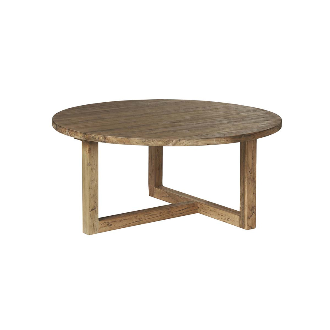CARGO - Mesa baja de teca maciza reciclada Ø 100 cm CARGO