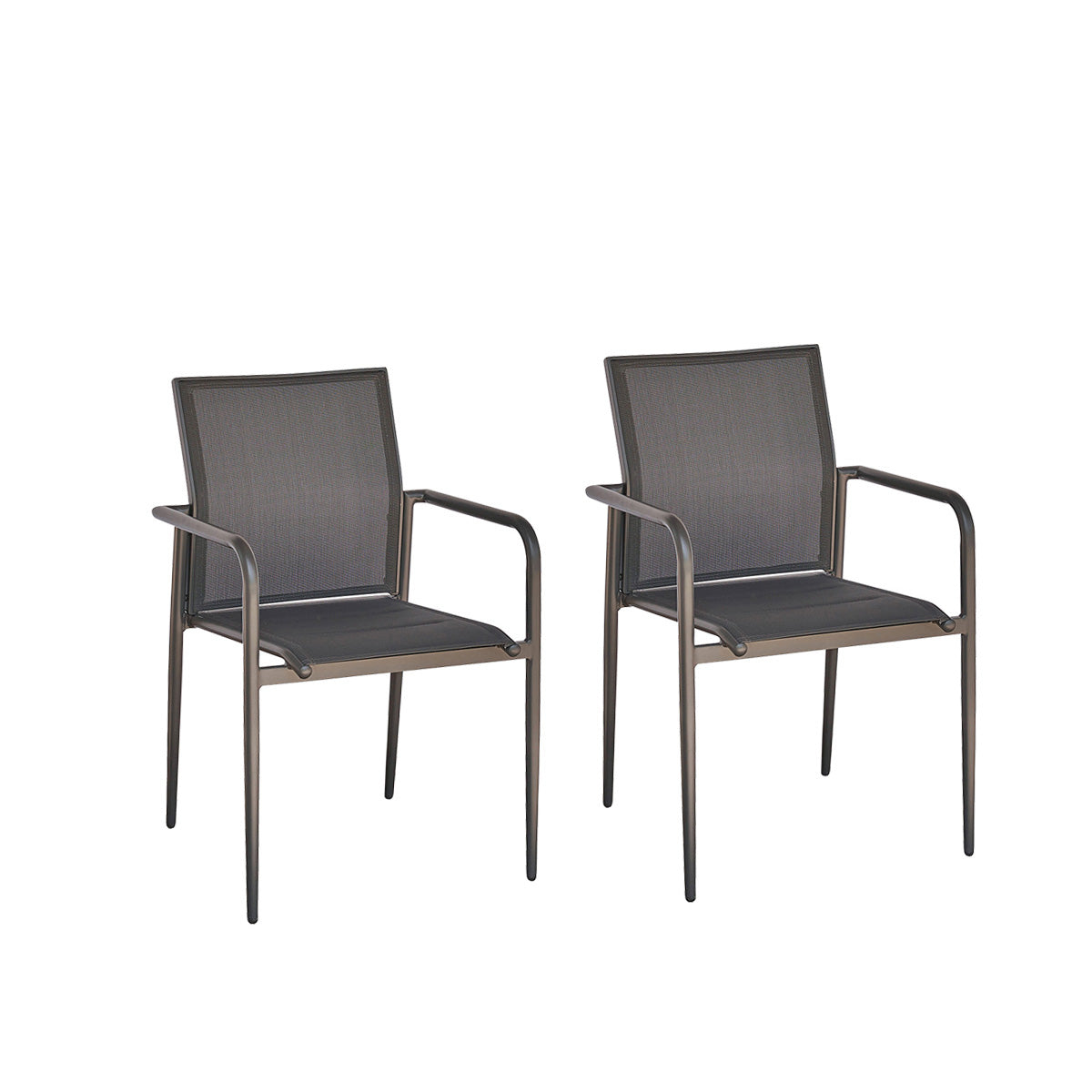 LAGON - Sillón de aluminio y textileno gris (lote de 2)