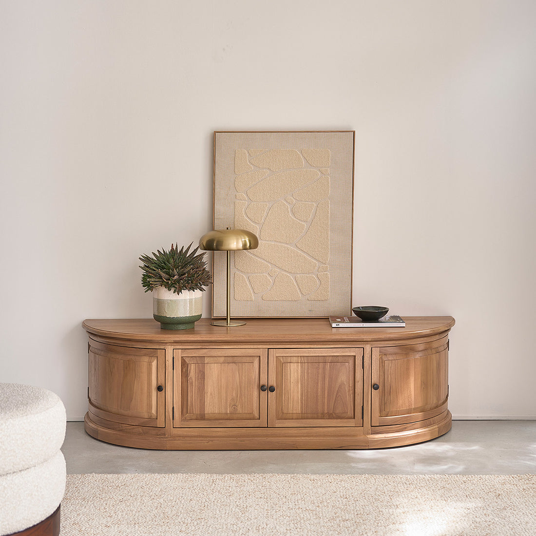 ADAM - Mueble de TV de teca de 160 cm