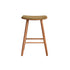 Taburete de teca maciza con asiento de terciopelo acanalado 65 cm