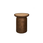 Mesa auxiliar de madera de mango y travertino redonda