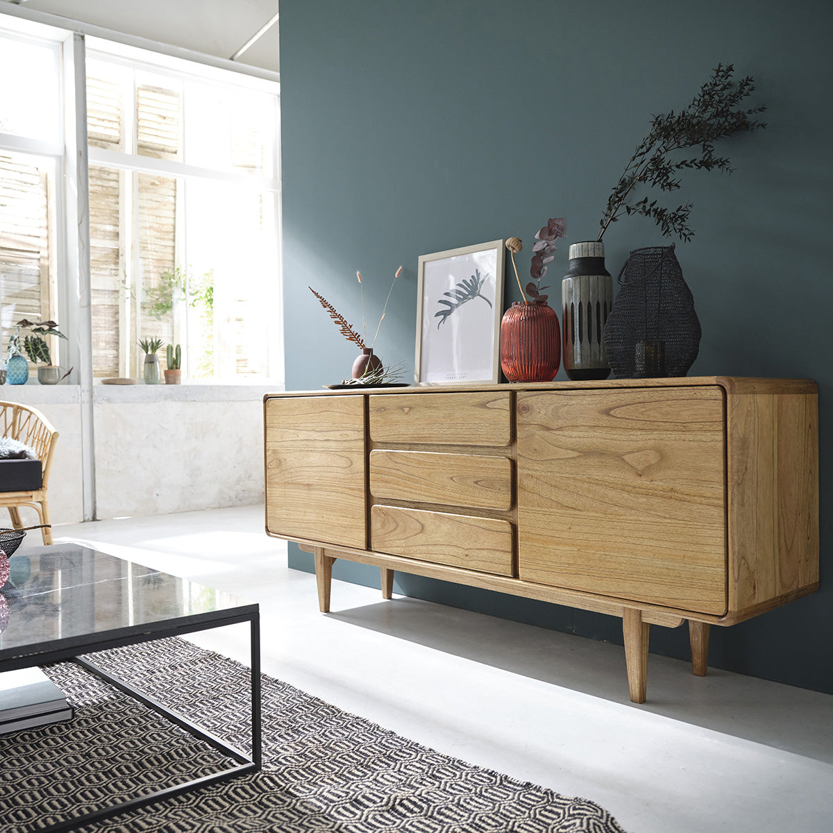 LISON - Cómoda de mindi macizo 180 cm