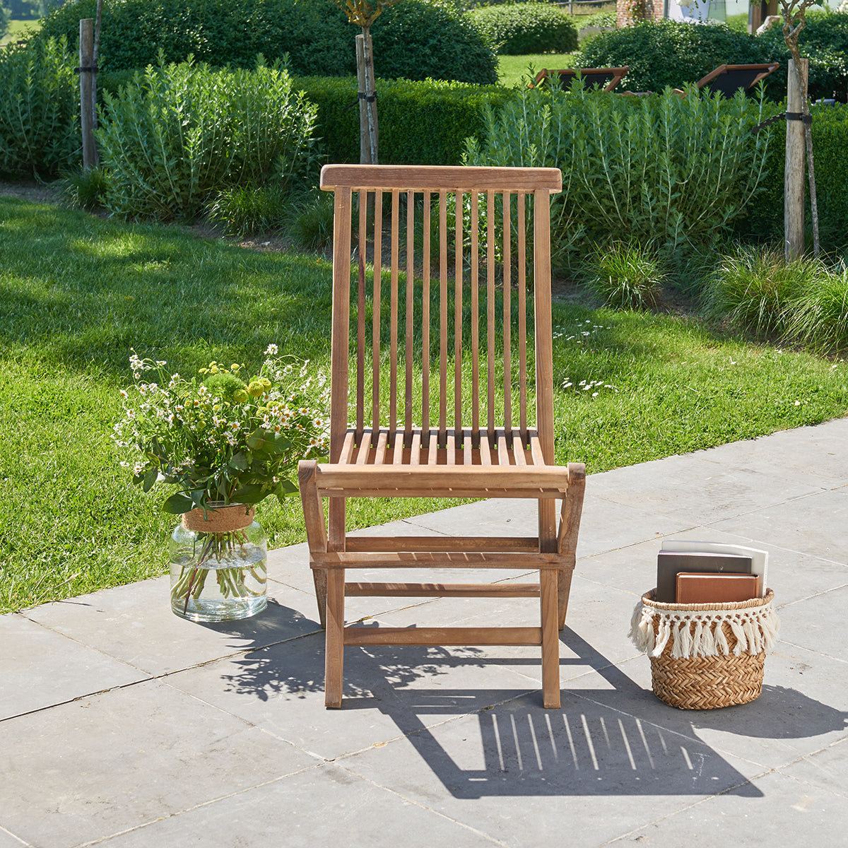 BALI - Silla de exterior plegable de teca maciza aceitada