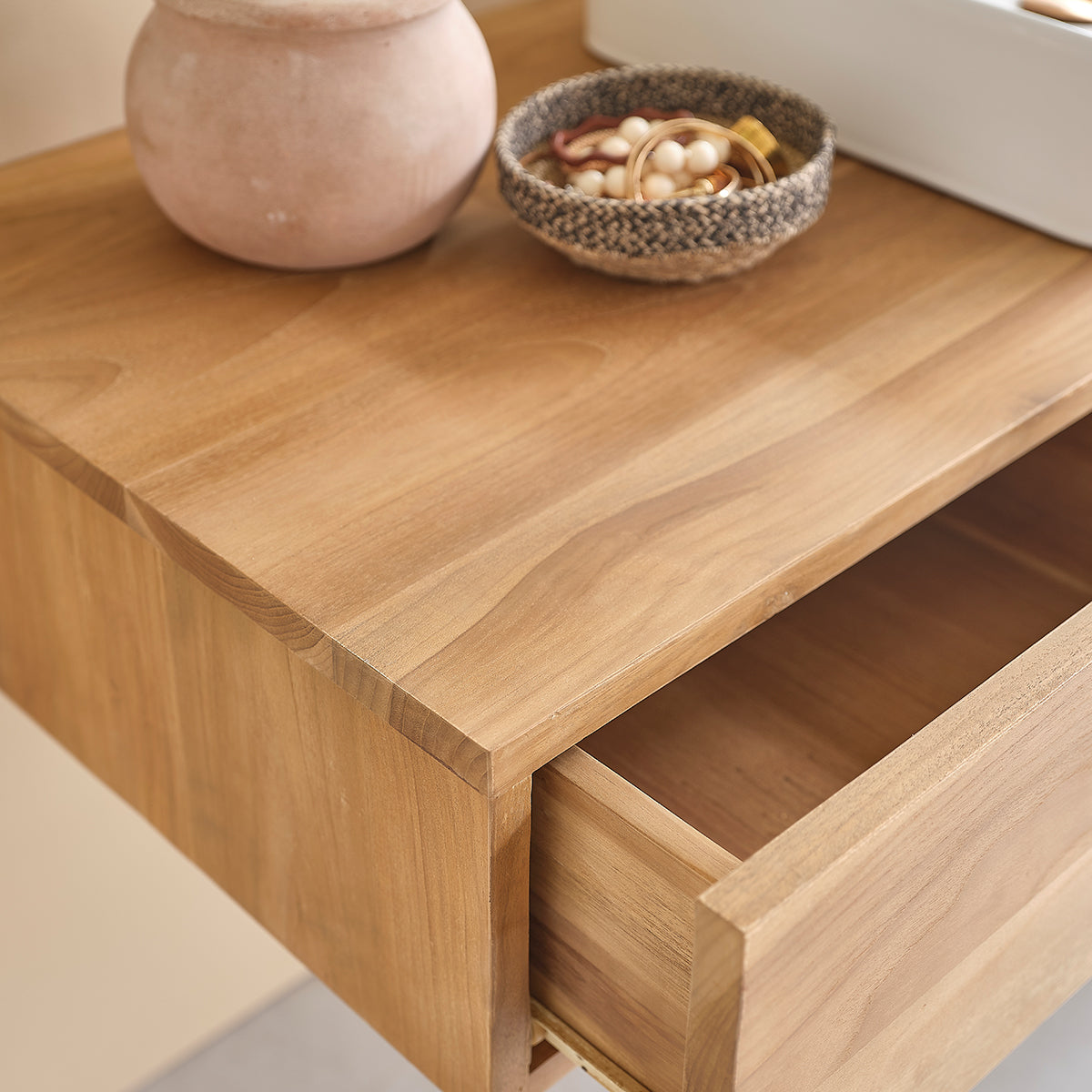 MILAN - Mueble de lavabo de teca maciza suspendido 145 cm