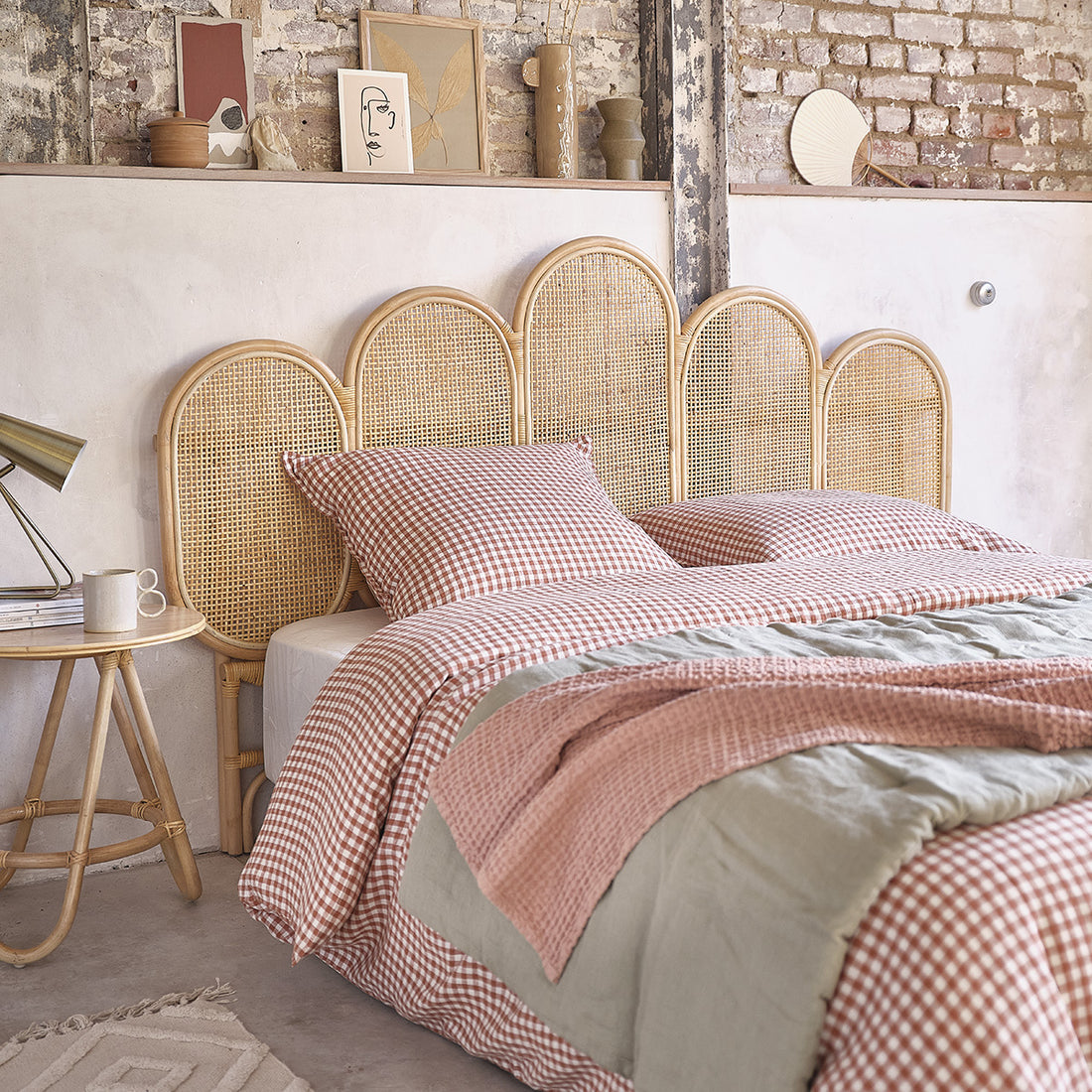 JANE - Cabecero de ratán y rejilla 160 cm