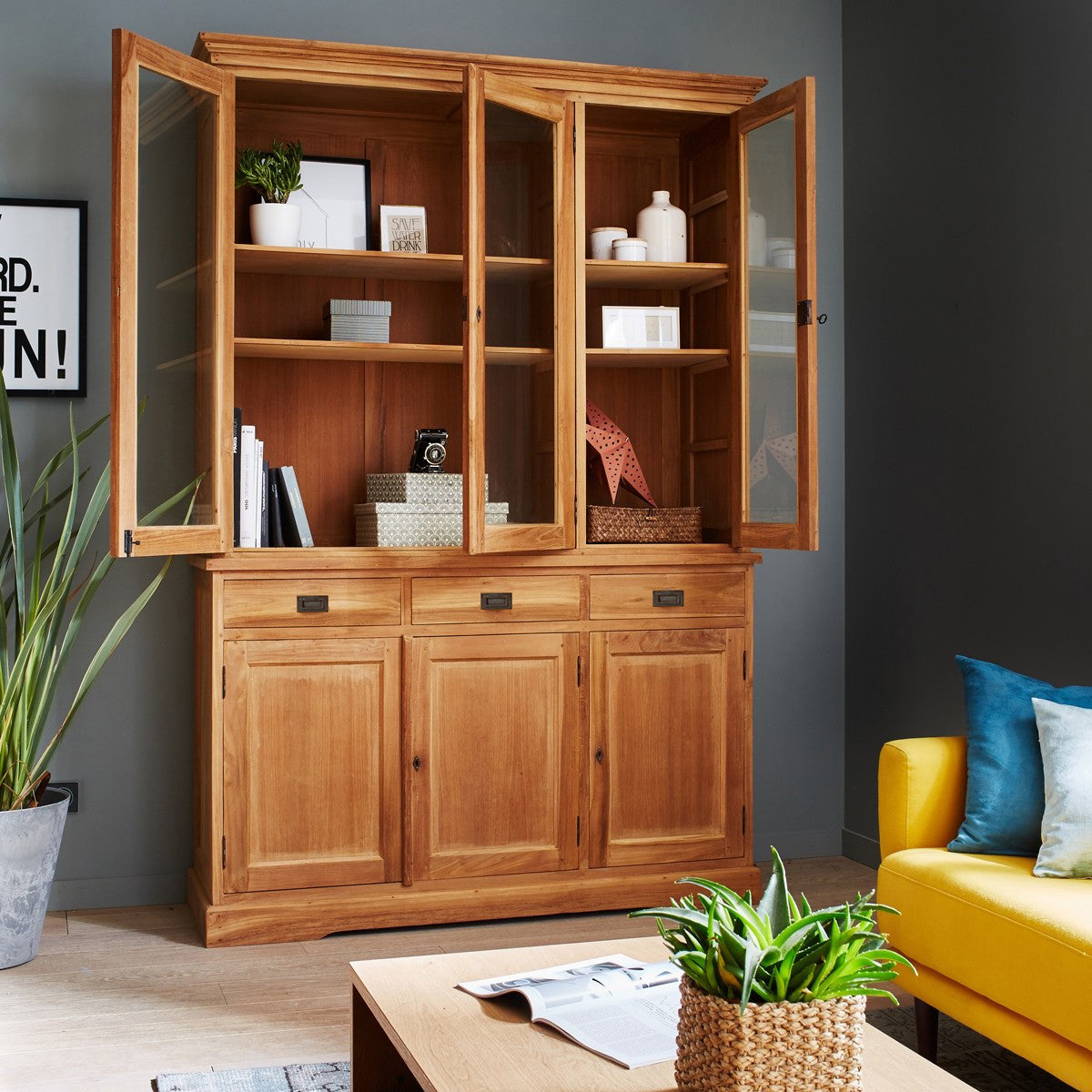 BOSTON - Vajillero de teca maciza 150 cm