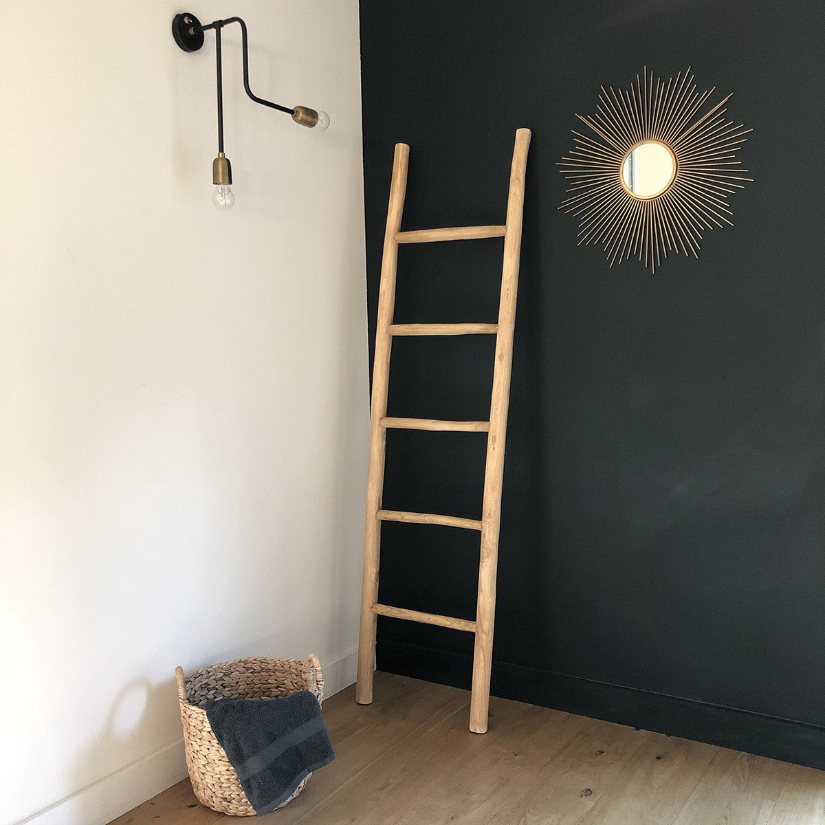 CLARA - Toallero escalera de teca maciza 170 cm