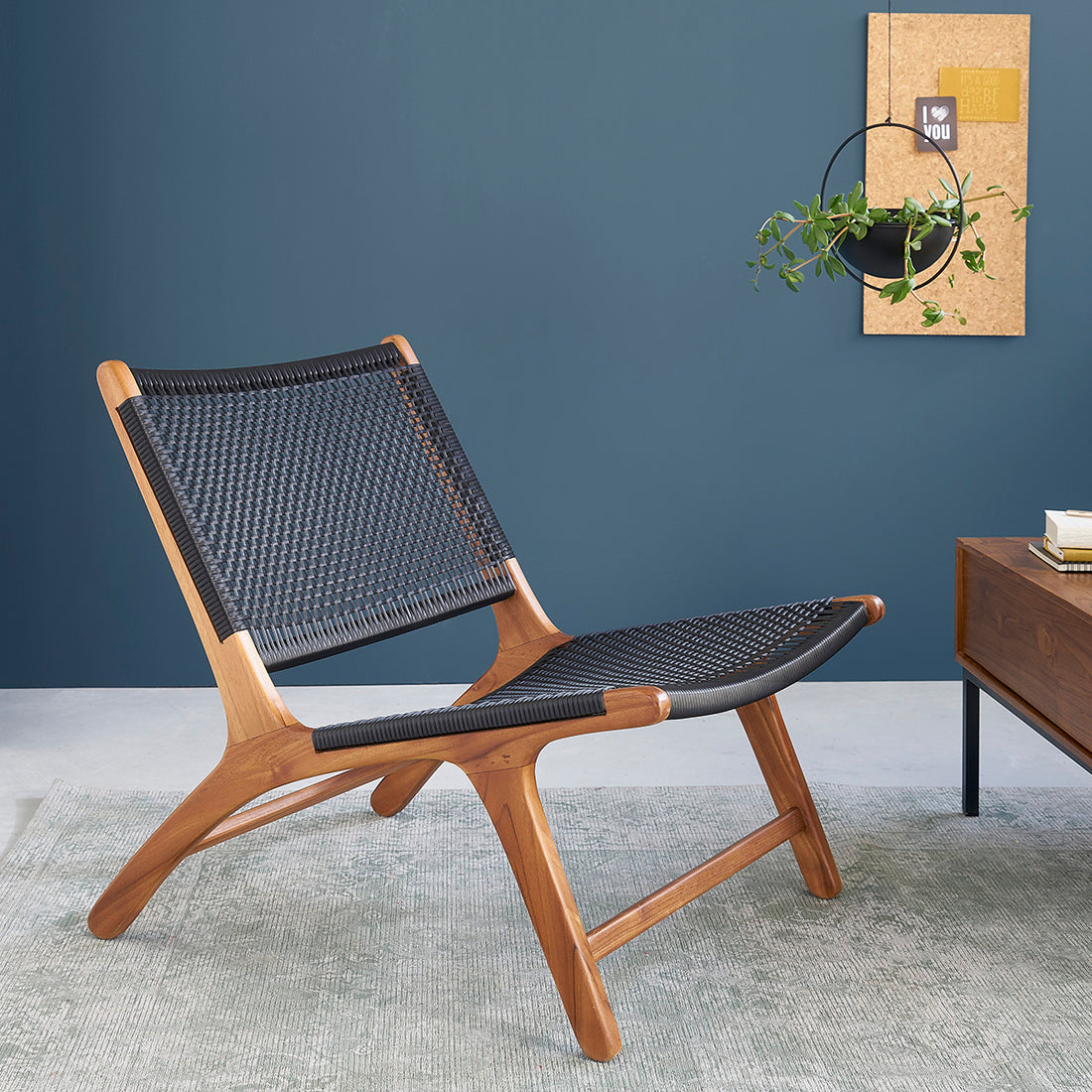 LINA - Sillón de teca maciza y tejido