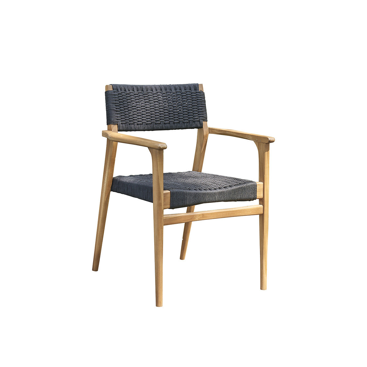 ESTHER - Sillón de exterior de teca maciza y cuerda negra