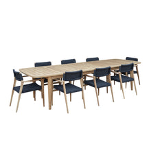 Salón de exterior extensible de teca reciclada negra de 8/10 pers.