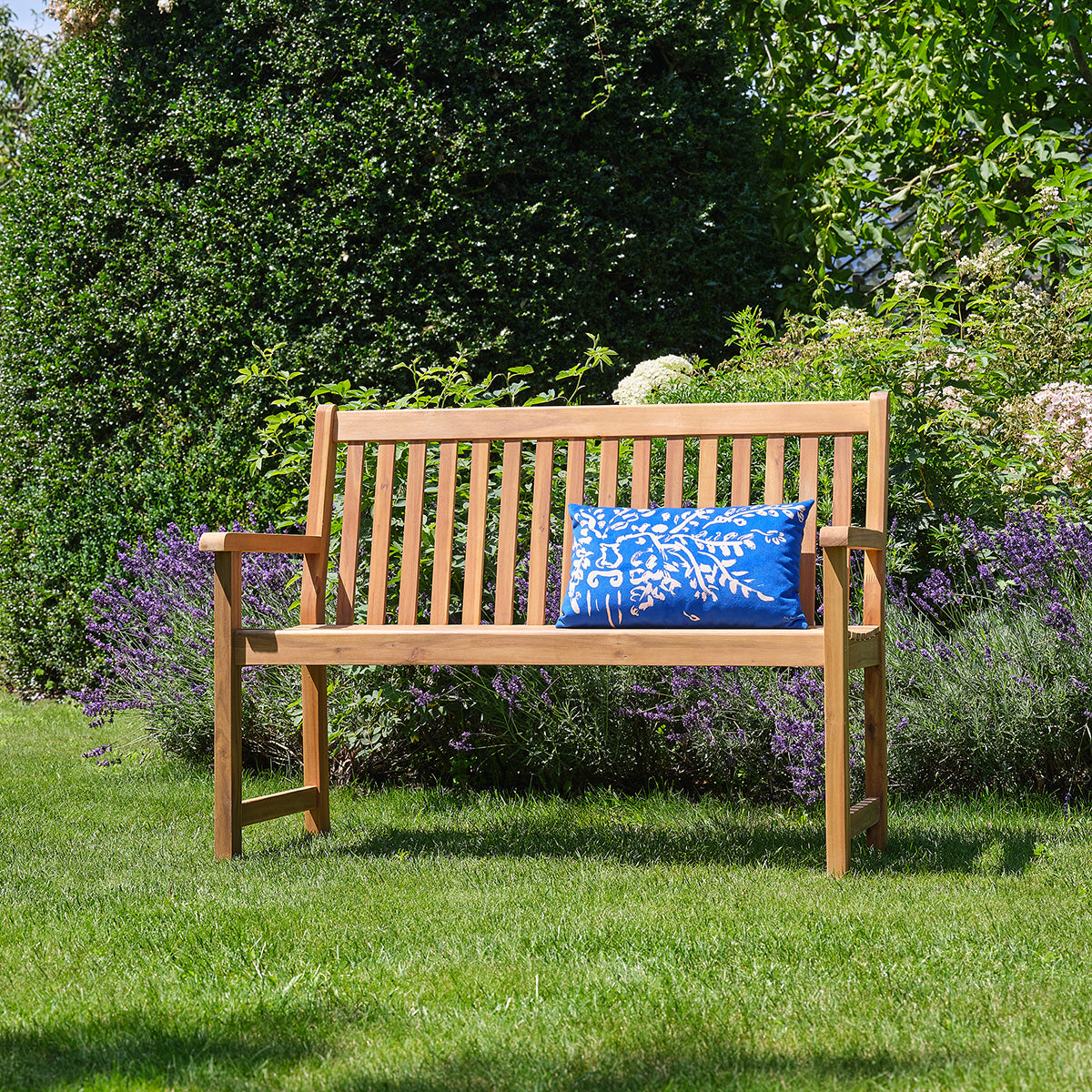 MILOS - Banco de jardín de madera maciza de acacia aceitada, 120 cm