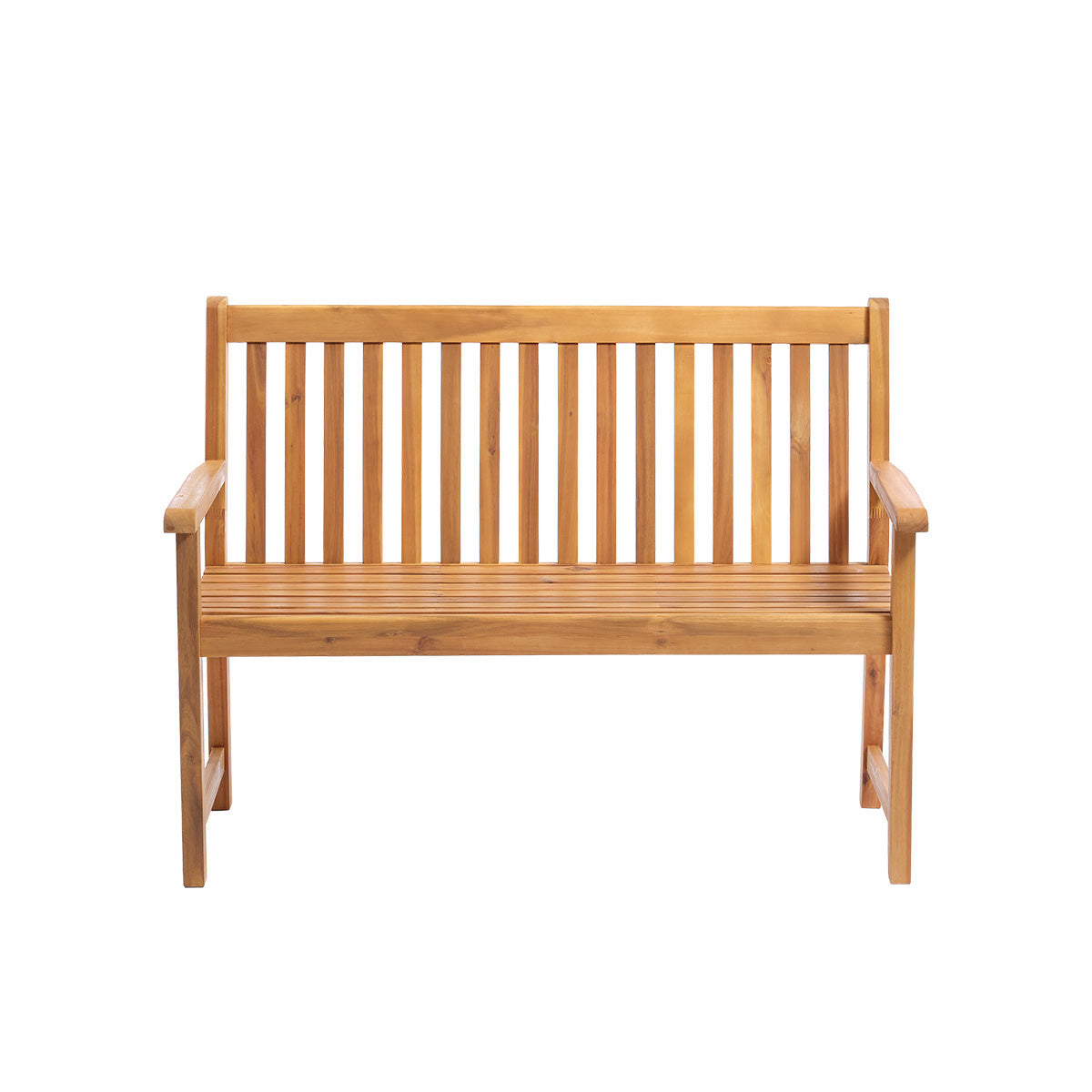 MILOS - Banco de jardín de madera maciza de acacia aceitada, 120 cm