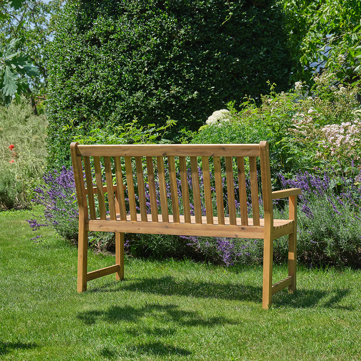 MILOS - Banco de jardín de madera maciza de acacia aceitada, 120 cm