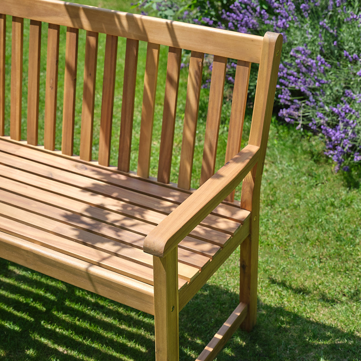 MILOS - Banco de jardín de madera maciza de acacia aceitada, 120 cm