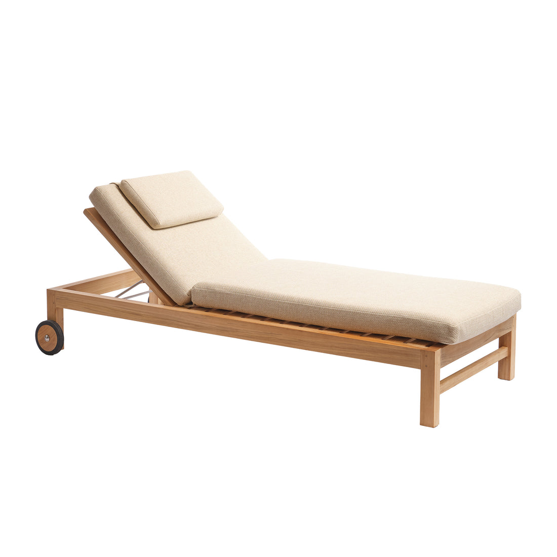 PALOMBAGGIA - Tumbona reclinable de teca maciza con cojines de color beige jaspeado