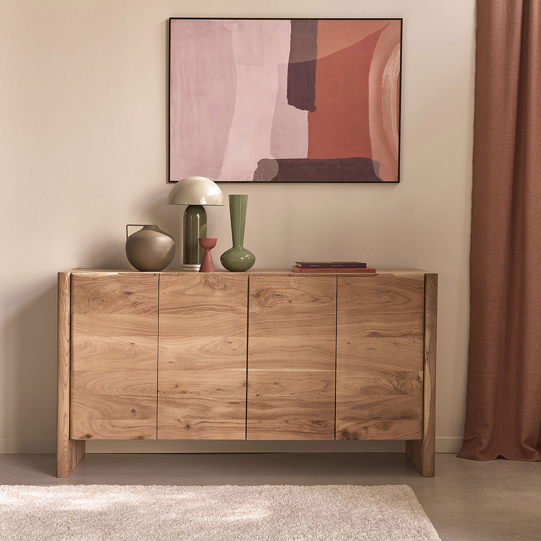 CALI - Aparador de madera maciza de acacia de 150 cm