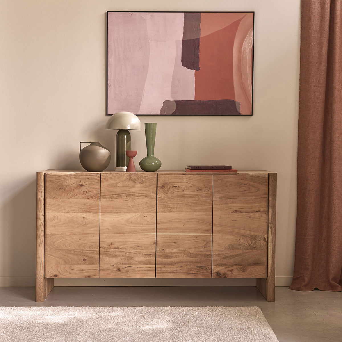 CALI - Aparador de madera maciza de acacia de 150 cm