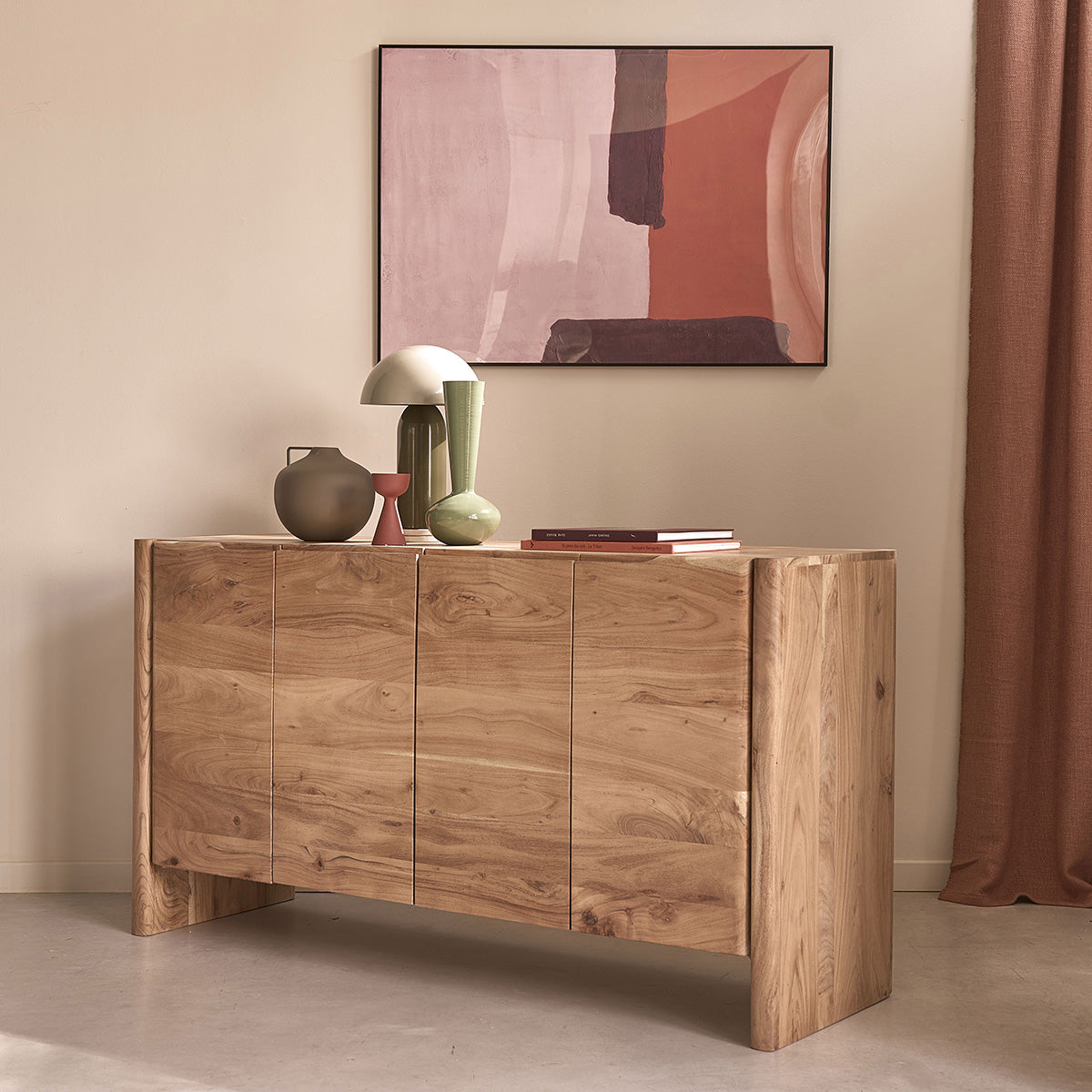 CALI - Aparador de madera maciza de acacia de 150 cm