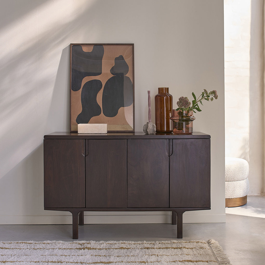 LAZARE - Aparador de madera maciza de mango de 120 cm
