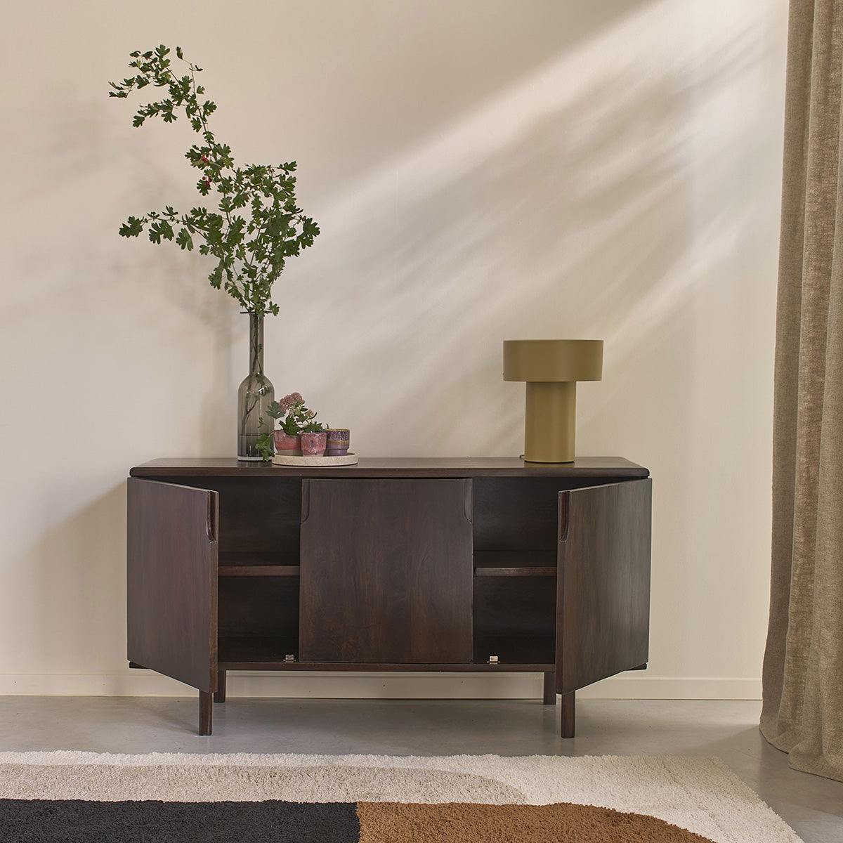 LAZARE - Aparador de madera maciza de mango de 150 cm