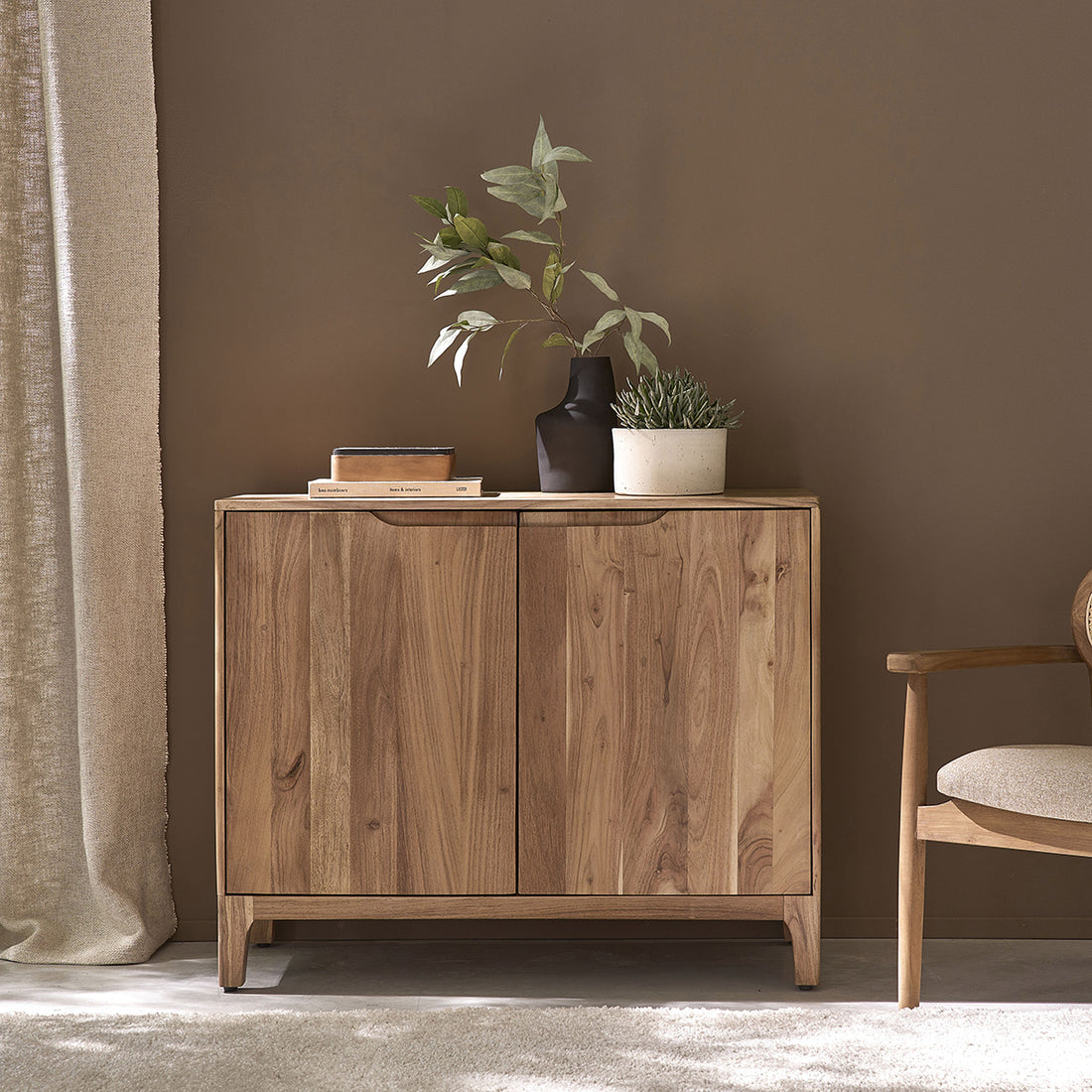 SAMSO - Aparador de acacia maciza de 100 cm