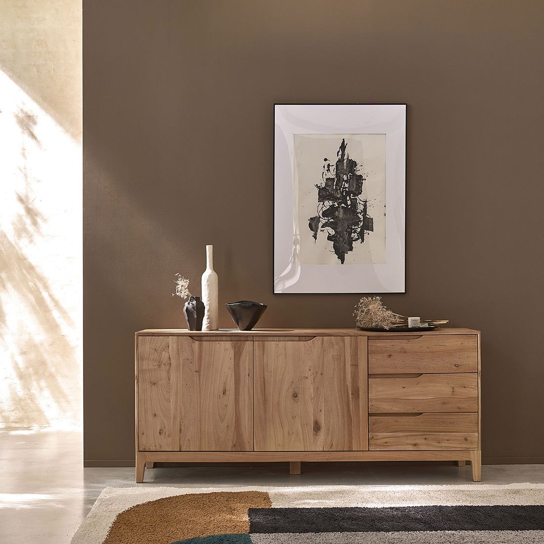SAMSO - Aparador de madera maciza de acacia de 170 cm