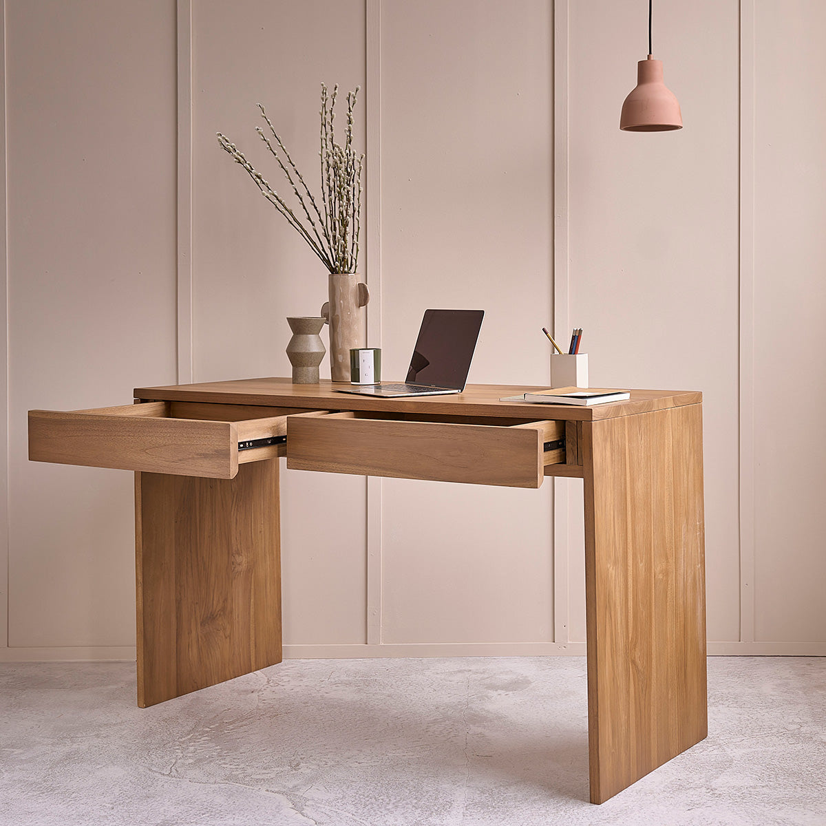 TRISTAN - Escritorio de teca maciza 130 cm