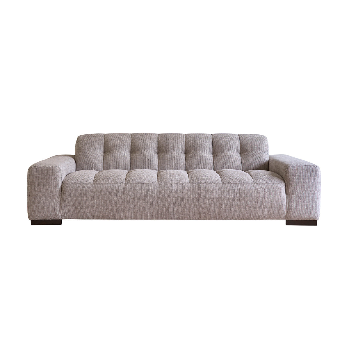 ALPHONSE - Sofá recto de 4 plazas de terciopelo trenzado beige