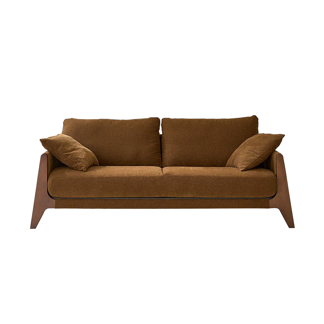 ONDINE - Sofá recto de 3 plazas de madera maciza y tejido de terciopelo color bronce