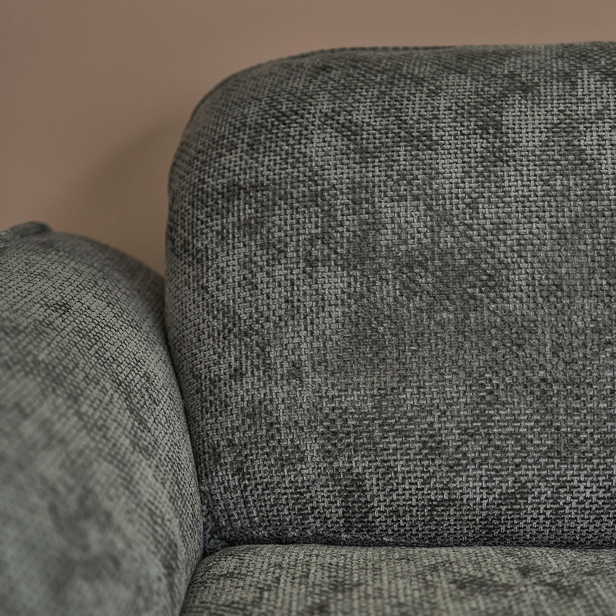 HECTOR - Sofá recto de 3 plazas en terciopelo trenzado verde grisáceo